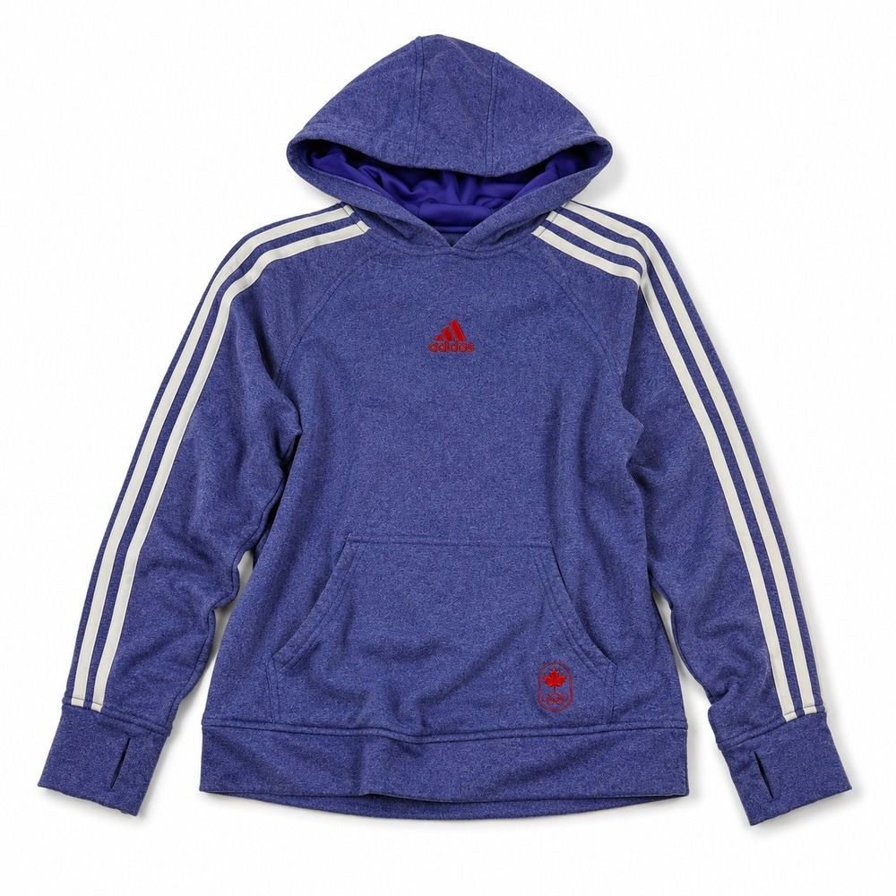 Adidas Team Canada Olympic ClimaWarm Hoodie Purple 3 Stripe Women's Large